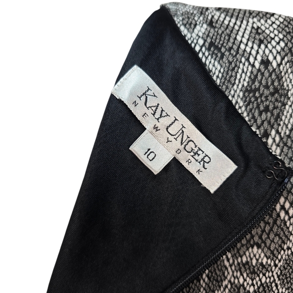 Kay Unger New York Snakeskin Lace Detail Midi Dress Size 10 - Picture 6 of 9